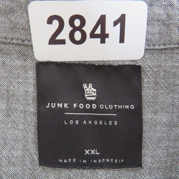 Junk Food Clothing* Men's Short Sleeve Button Down Curved Hem Pocket Shirt~ XXL - Picture 3 of 11